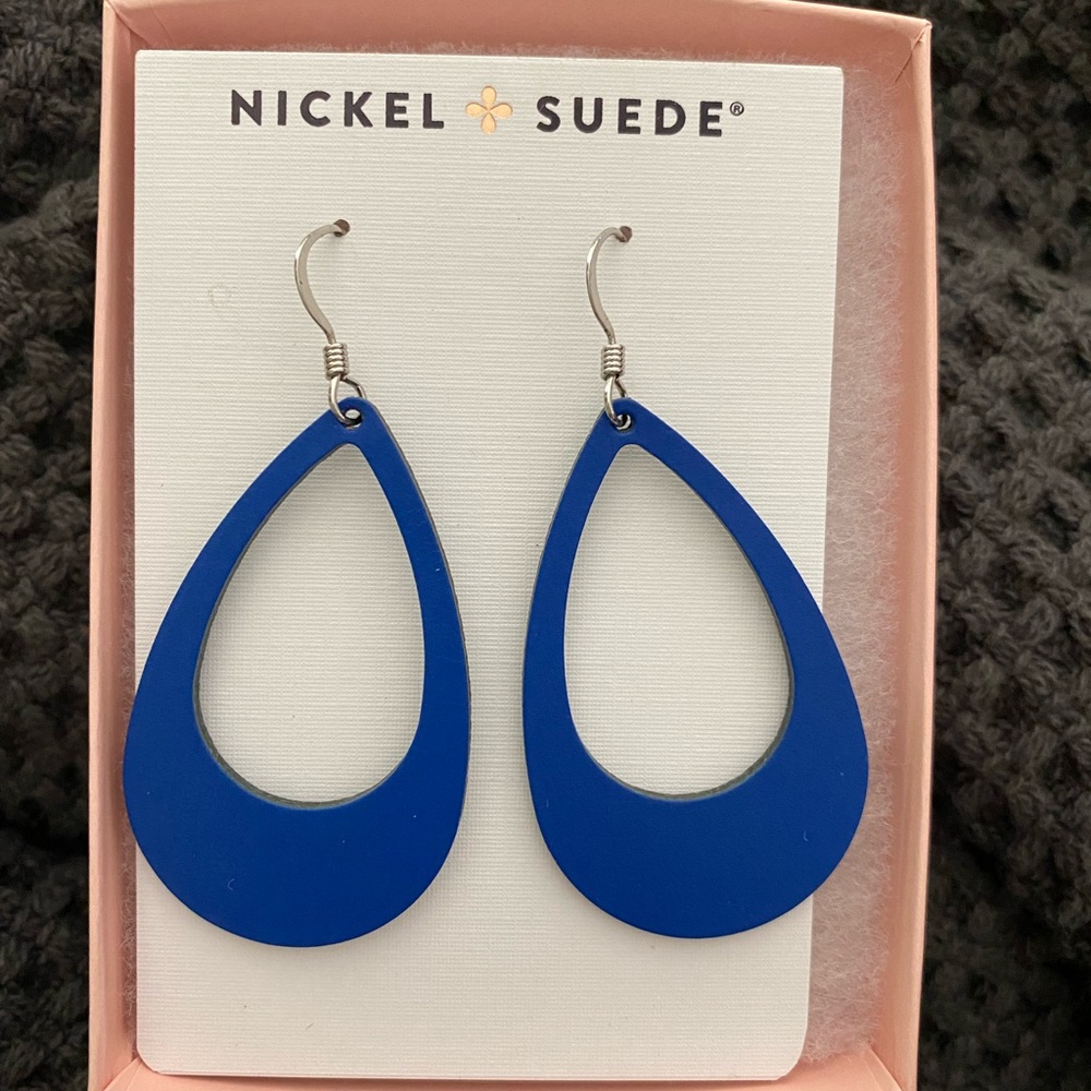 Nickel and Suede Select Blue Cutout Earrings
